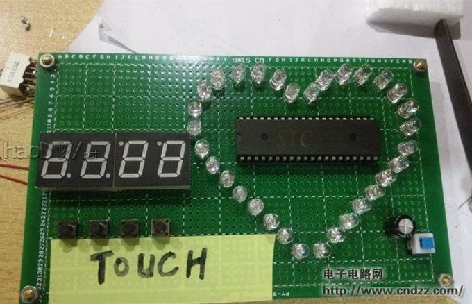 三合一作品:心形流水灯+数码管时钟+触摸无级调光台灯,这个礼物